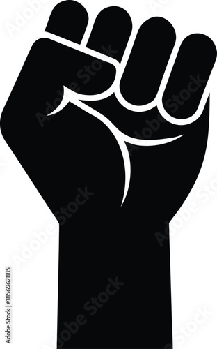 Fist of equality silhouette vector art illustration and minimal black and white design