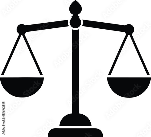 Equality balance scale symbol silhouette vector art illustration and minimal black and white design