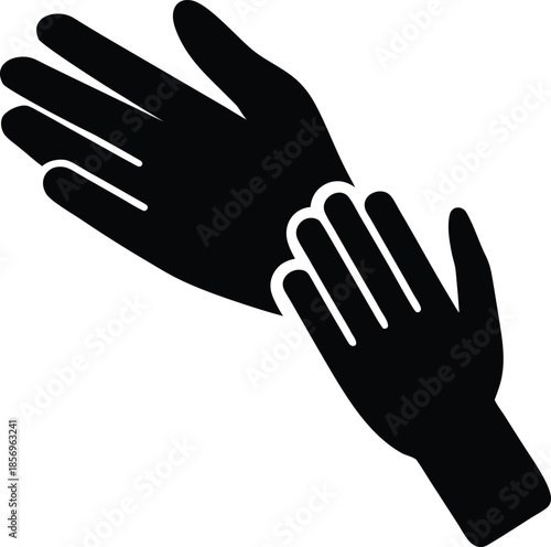 Helping hand icon silhouette vector art illustration and minimal black and white design