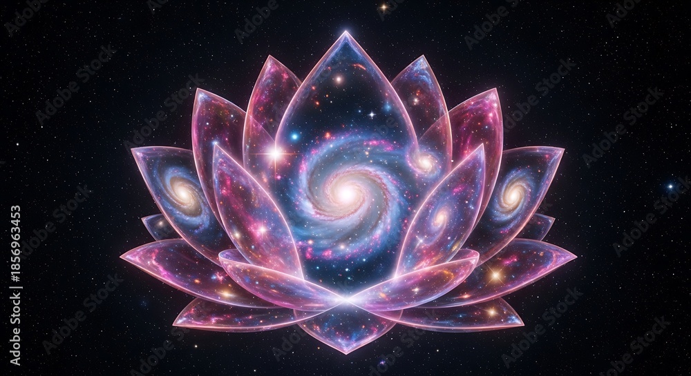 Obraz premium Vibrant Cosmic Lotus Flower Illustration Art.