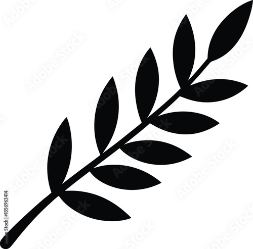 Olive branch icon silhouette vector art illustration and minimal black and white design