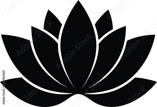 Lotus flower symbol of peace silhouette vector art illustration and minimal black and white design