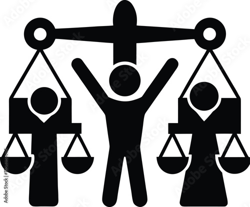 Support ribbon diversity equality silhouette vector art illustration and minimal black and white design