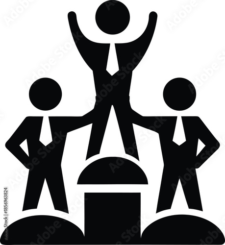 Teamwork icon silhouette vector art illustration and minimal black and white design