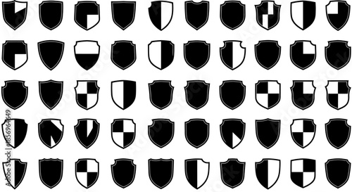 Collection of various shield icons and symbols.