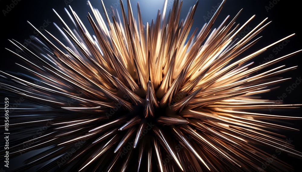 Naklejka premium Abstract Spherical Burst Of Metallic Spikes