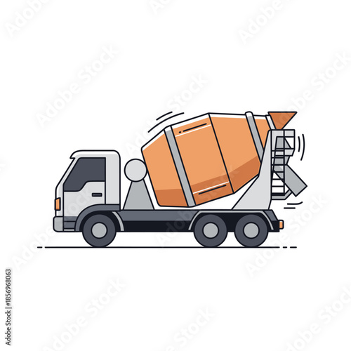Concrete Mixer Truck in Motion Illustration.