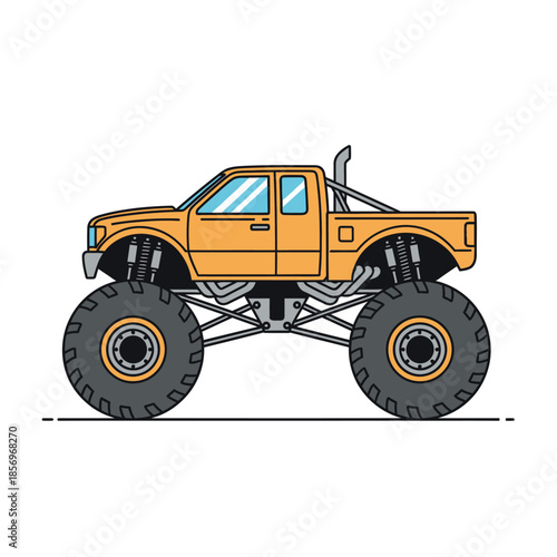 Large Orange Monster Truck Illustration.
