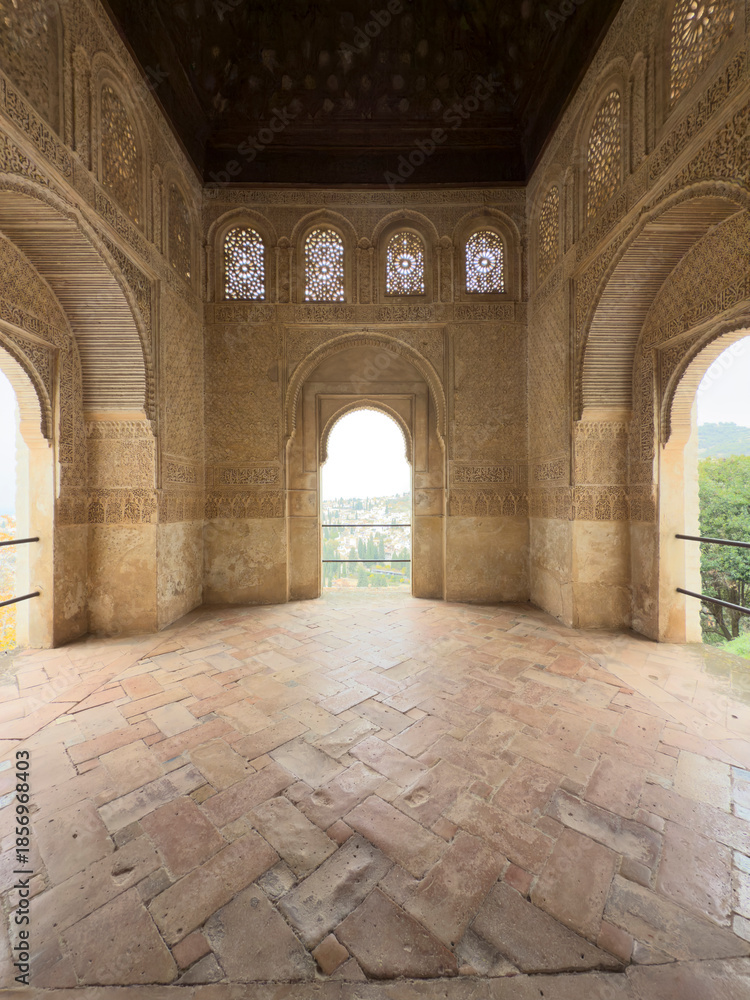 Obraz premium Interior view of a historic architectural space.. Alhambra of Granada, Spain
