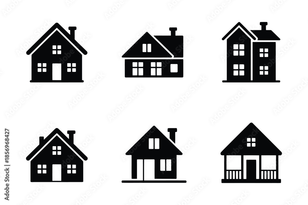 Fototapeta premium Residential Real Estate House and Home Architecture Icon Set