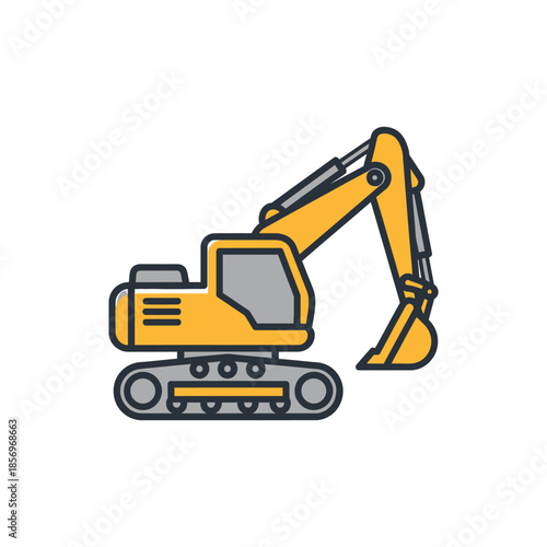 Yellow Excavator Machine Heavy Equipment.