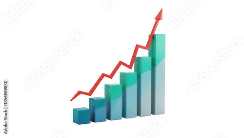 Free Download Rising bar graph with red arrow isolated PNG, financial growth and success concept on transparent background, business chart for presentations - GFXLoad