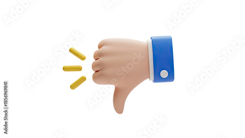 3D Thumb Down Icon on transparent background