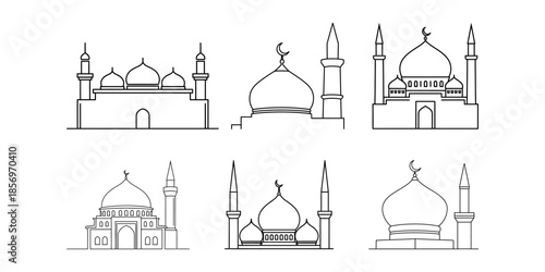 Elegant Mosque Silhouettes Collection for Ramadan Celebrations and Islamic Culture