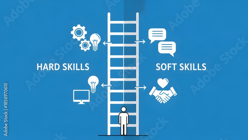 Professional growth ladder: Hard and soft skills concept