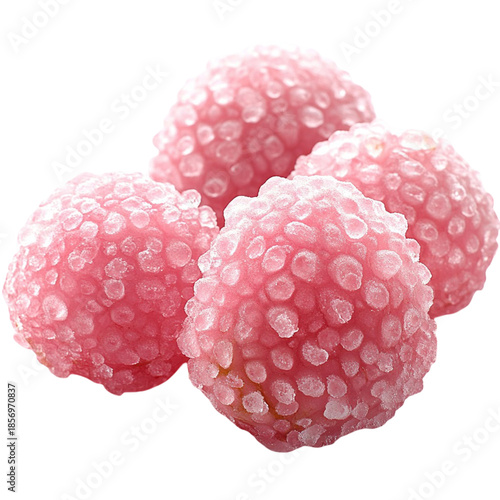 Four pink gummy candies