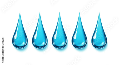 Graphic illustration of blue water droplets.