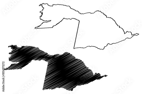 Barreiras municipality (Bahia state, Municipalities of Brazil, Federative Republic of Brazil) map vector illustration, scribble sketch Barreiras map