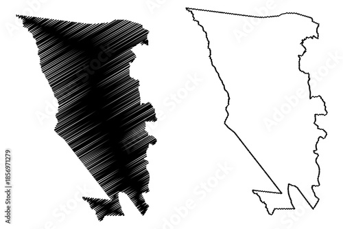 Barra do Mendes municipality (Bahia state, Municipalities of Brazil, Federative Republic of Brazil) map vector illustration, scribble sketch Barra do Mendes map