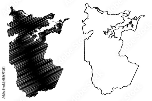 Barreirinha municipality (Amazonas state, Municipalities of Brazil, Federative Republic of Brazil) map vector illustration, scribble sketch Barreirinha map