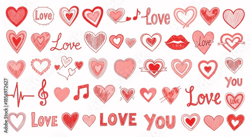 Collection of cute love stickers and icons.