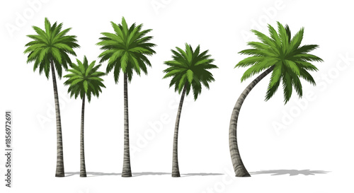 A group of palm trees standing tall.