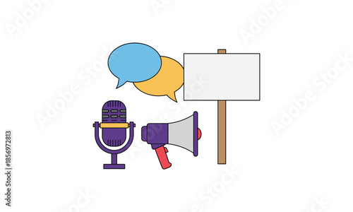 Women's History Month message elements set bundle communication vector