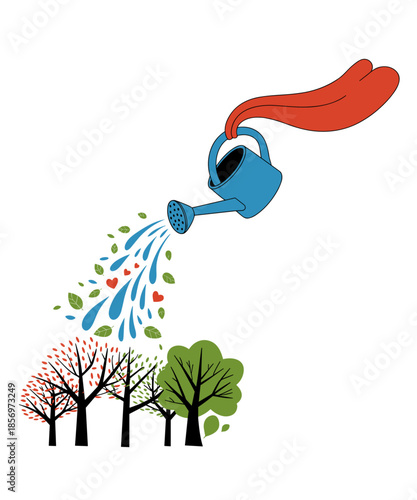 Funny Hero Watering Can Reviving Plants for Plant Lover