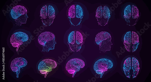 Collection of colorful brain scans.