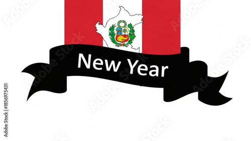 Peruvian new year celebration banner with national flag colors