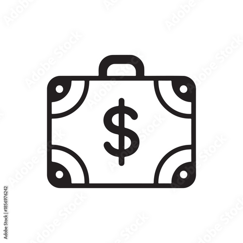 Money Briefcase Icon – Business Finance, Investment, Banking, Salary, and Wealth Management Symbol.