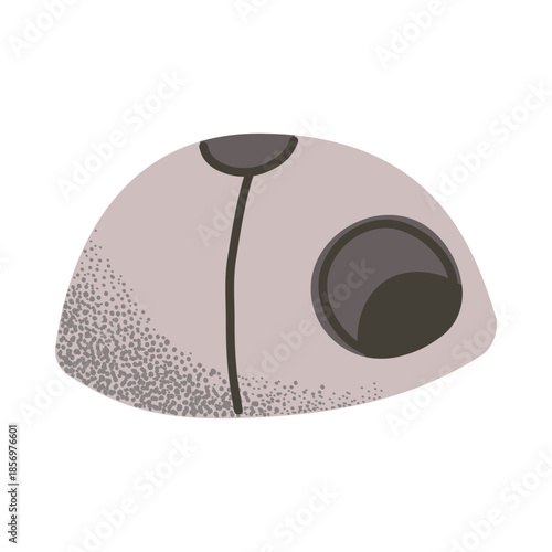 Cozy grey felt cat house for a warm pet rest. Comfortable animal cave with soft round entrance. Beautiful home accessory for your kitten or small dog. Vector illustration