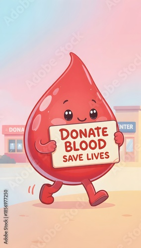 Donate Blood Save Lives Awareness Cartoon Illustration