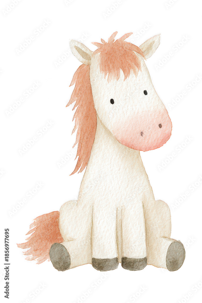 Naklejka premium Watercolor Horse Illustration: Adorable Foal