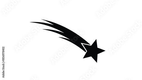A striking black shooting star design with a star head silhouette