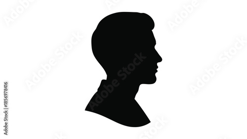 A striking black profile depiction of a man s head and neck silhouette