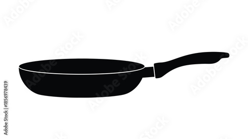 A black frying pan isolated on a white background silhouette