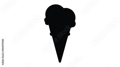 A dark silhouette of a triple scoop ice cream cone