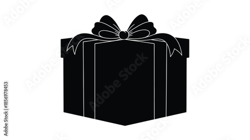 A beautifully wrapped gift with a large bow depicted as a silhouette