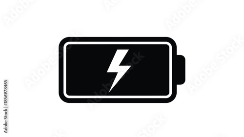 A fully charged battery icon with a lightning bolt black silhouette