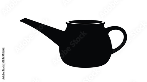 Black silhouette of a traditional watering pot against a white background silhouette