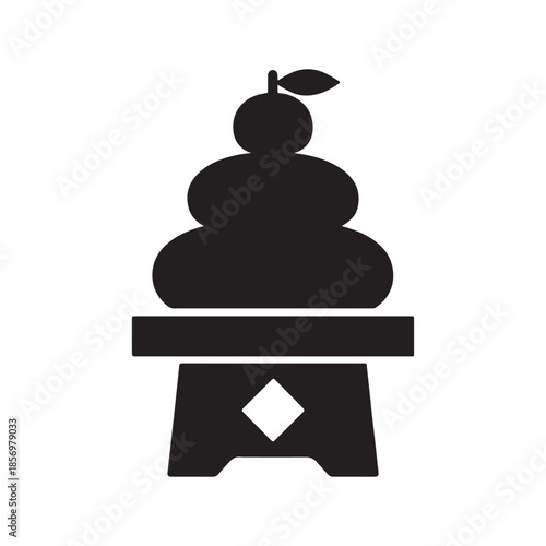 simple japanese rice cake icon in solid fill style