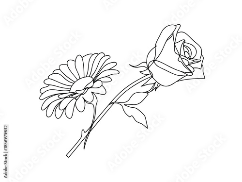 Simple Flower Line Drawing