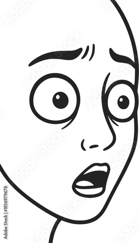 Design of lineart illustration of surprised expression