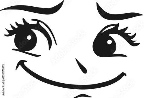 Happy woman face illustration looking