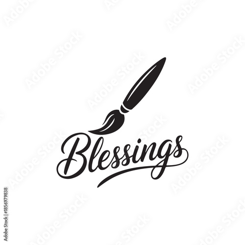 vector silhouette icon of calligraphy brush writing blessings