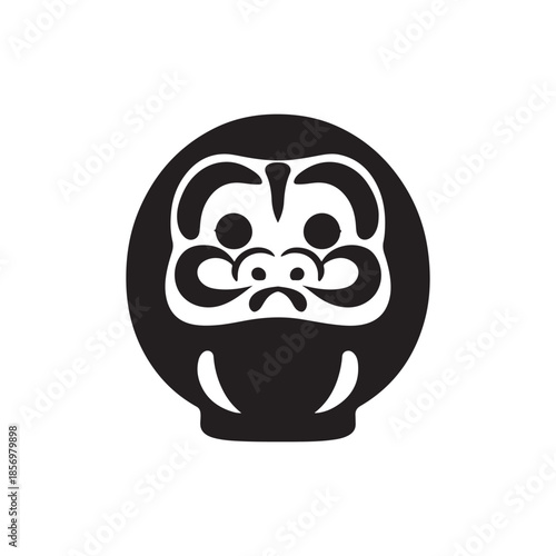 minimal daruma luck doll vector symbol