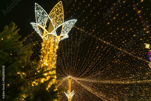 Decoration on the streets of the Christmas market in Craiova Romania