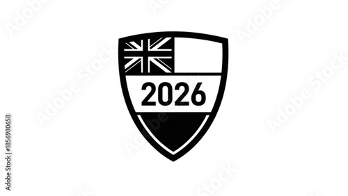 Shield logo with union jack and 2026