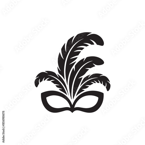 vector silhouette icon of carnival feather headpiece